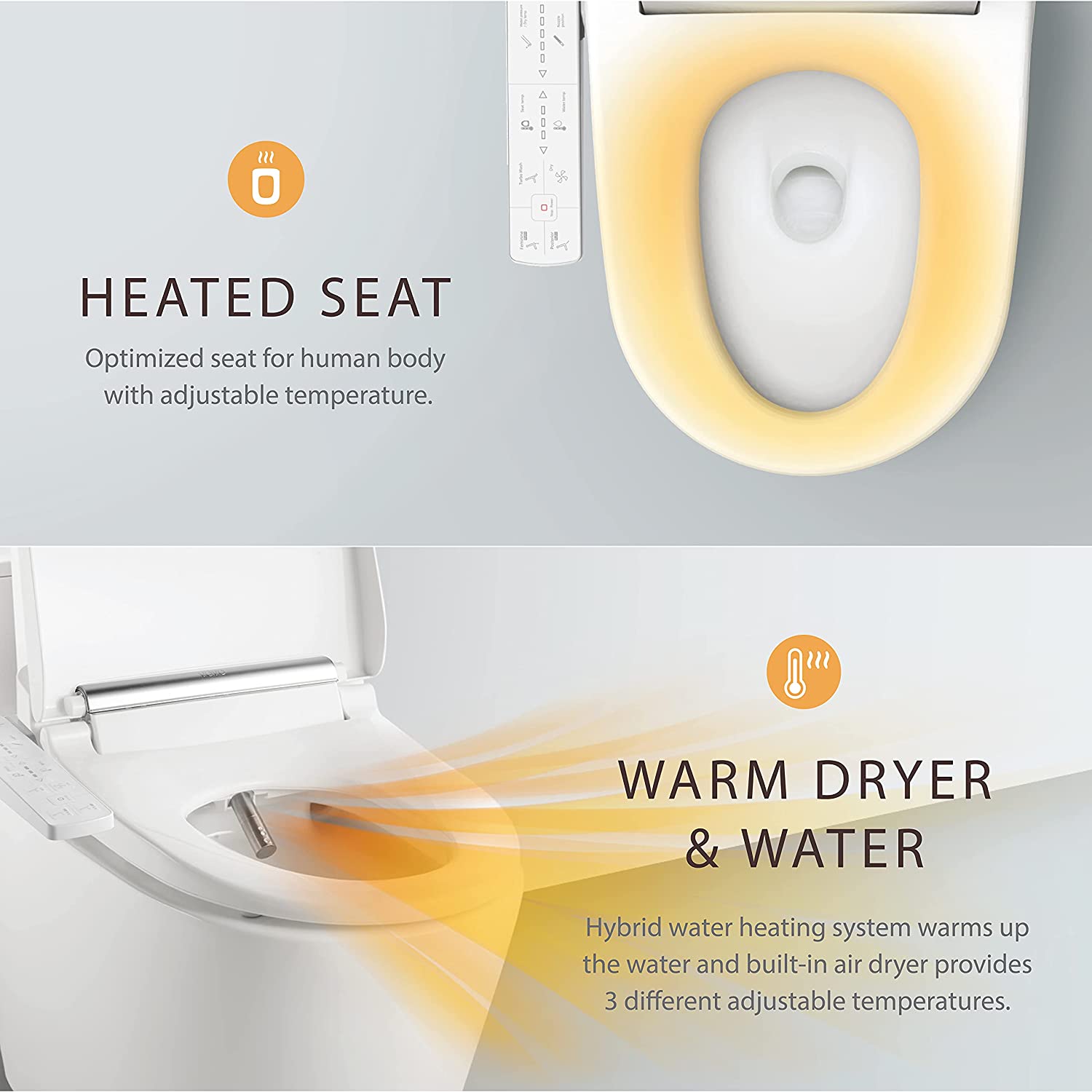 VOVO VB-3000 Electronic Smart Bidet Toilet Seat - White