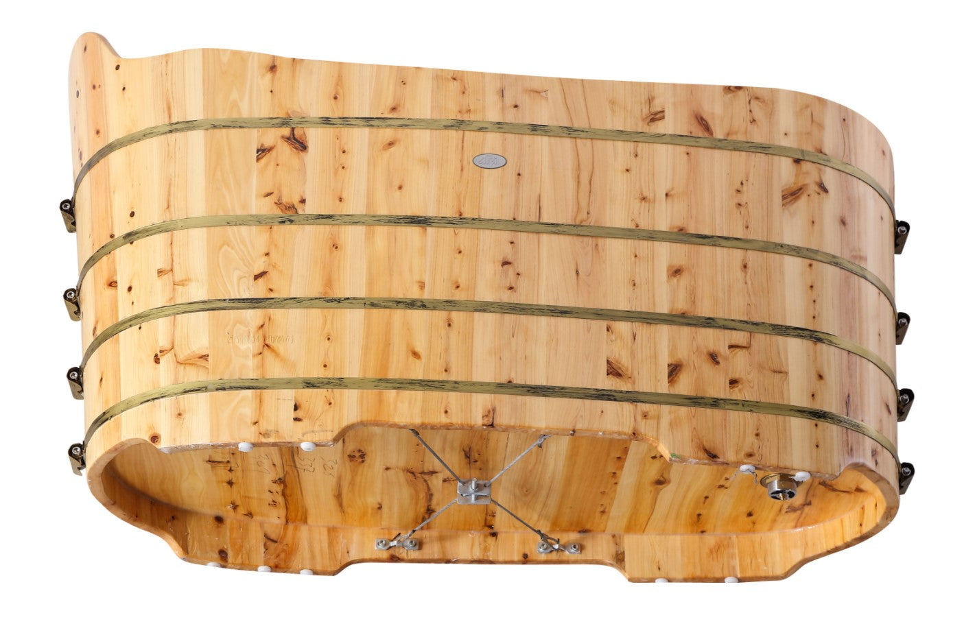 Alfi AB1103 59" Free Standing Cedar Wood Bathtub with Bench