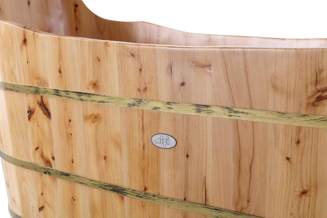 Alfi AB1103 59" Free Standing Cedar Wood Bathtub with Bench