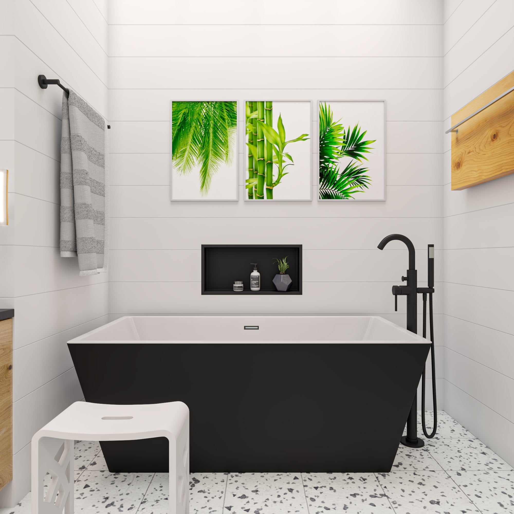Alfi AB8834 59" Black & White Acrylic Free Standing Bathtub