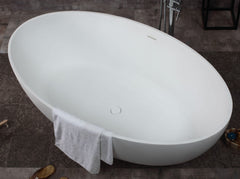 Alfi AB9941 67" White Oval Solid Surface Smooth Resin Soaking Bathtub