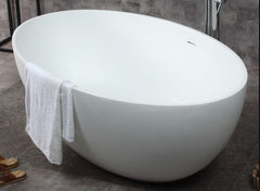 Alfi AB9941 67" White Oval Solid Surface Smooth Resin Soaking Bathtub
