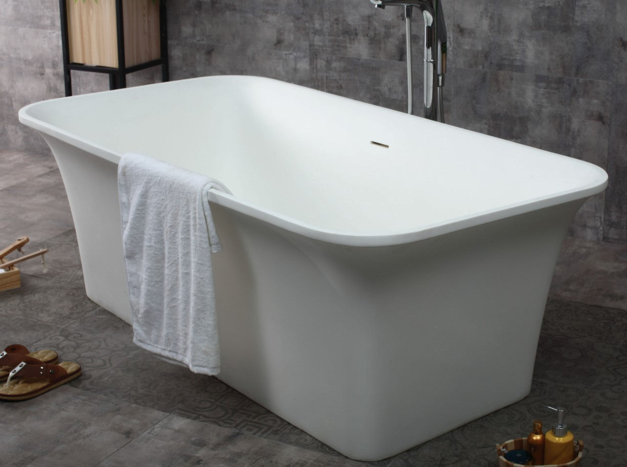 Alfi AB9942 67" White Rectangular Solid Surface Resin Soaking Bathtub