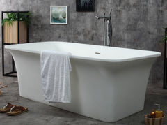 Alfi AB9942 67" White Rectangular Solid Surface Resin Soaking Bathtub