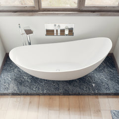 Alfi AB9951 73" White Solid Surface Resin Soaking Slipper Bathtub