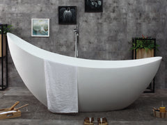 Alfi AB9951 73" White Solid Surface Resin Soaking Slipper Bathtub