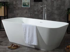 Alfi AB9952 67" White Rectangular Solid Surface Resin Soaking Bathtub