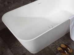 Alfi AB9952 67" White Rectangular Solid Surface Resin Soaking Bathtub