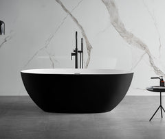 Alfi AB9975BM 59" Black & White Matte Oval Resin Soaking Bathtub