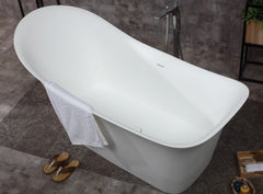 Alfi AB9915 74" White Solid Surface Resin Soaking Slipper Bathtub