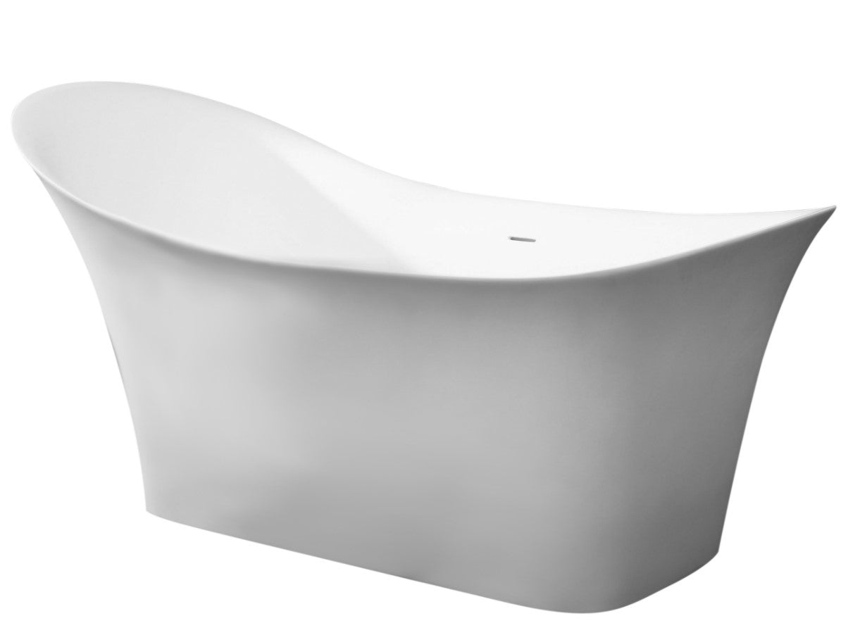Alfi AB9915 74" White Solid Surface Resin Soaking Slipper Bathtub