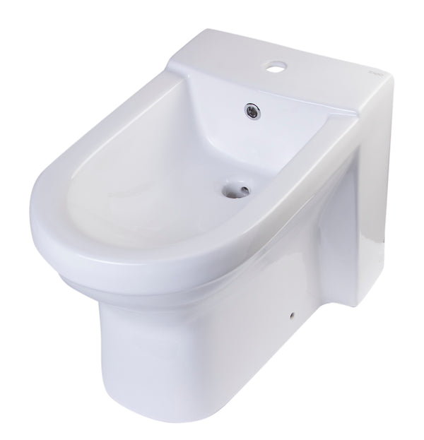 Eago JA1010 White Ceramic Bathroom Bidet with Elongated Seat