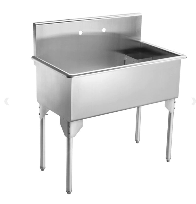 Whitehaus Pearhaus Stainless Steel Single Bowl Commercial Utility Sink