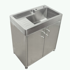 Whitehaus-  Pearlhaus Brushed Stainless Steel Double Door Cabinet