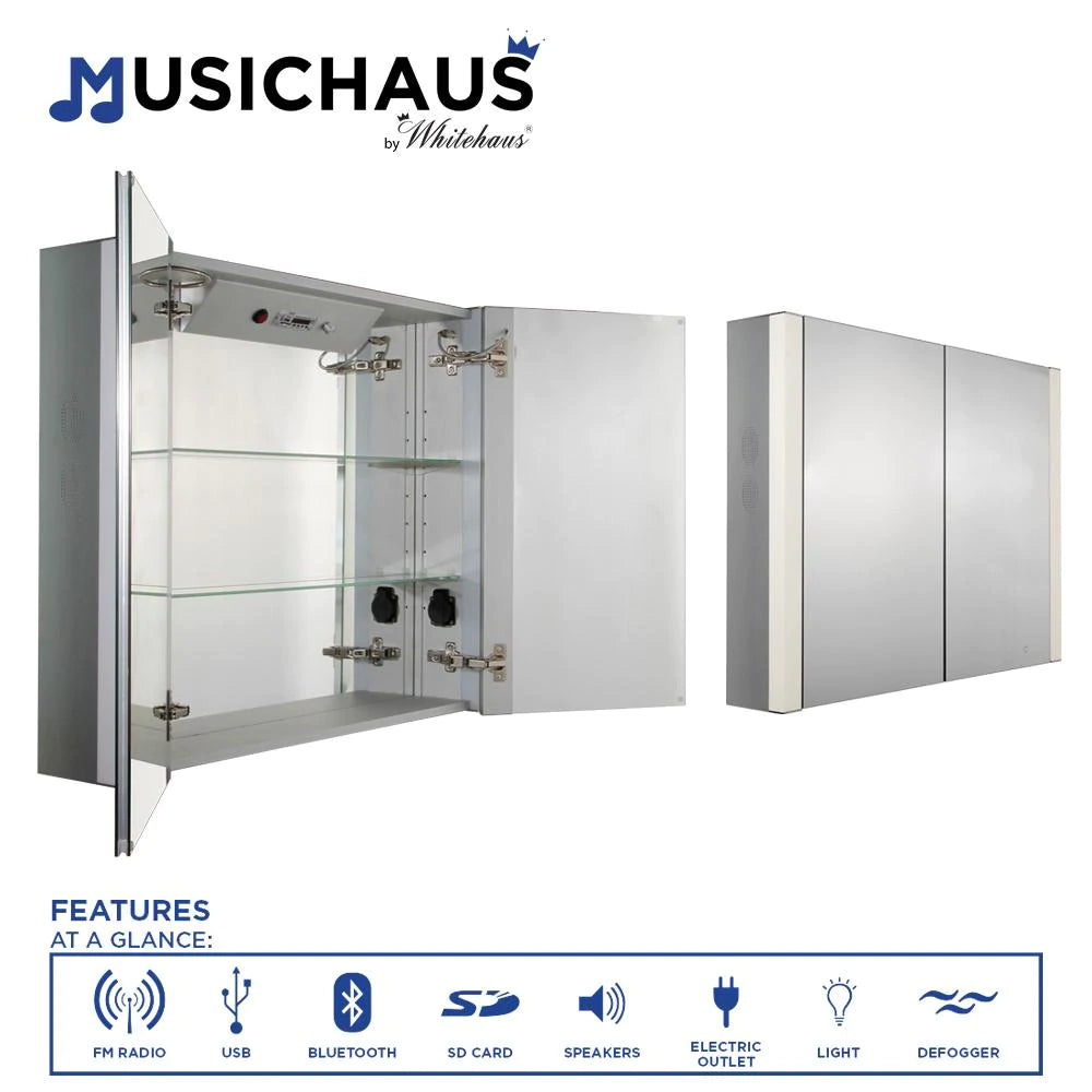 Whitehaus Musichaus WHFEL7089-S  Double Mirrored Door Medicine Cabinet