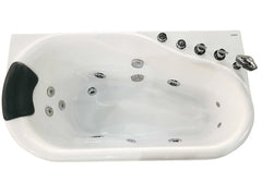 Eago AM175-R  5' White Acrylic Corner Whirlpool Bathtub Drain on Right