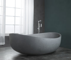 ALFI ABCO63TUB 63" Solid Concrete Gray Matte Oval Bathtub