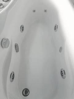 Eago AM175-R  5' White Acrylic Corner Whirlpool Bathtub Drain on Right
